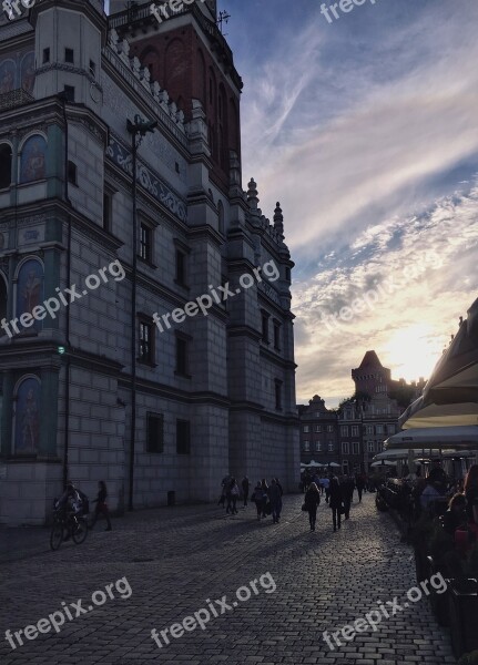 Poznan City Poland Old Market Evening