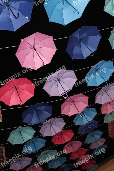 Colorful Umbrellas Decoration Screens Stretched