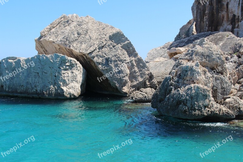 Sardinia Clear Water Fell Rock Turquoise