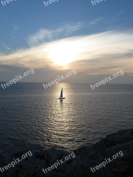 Sea Sunset Sea Ship Sailing Boat Water