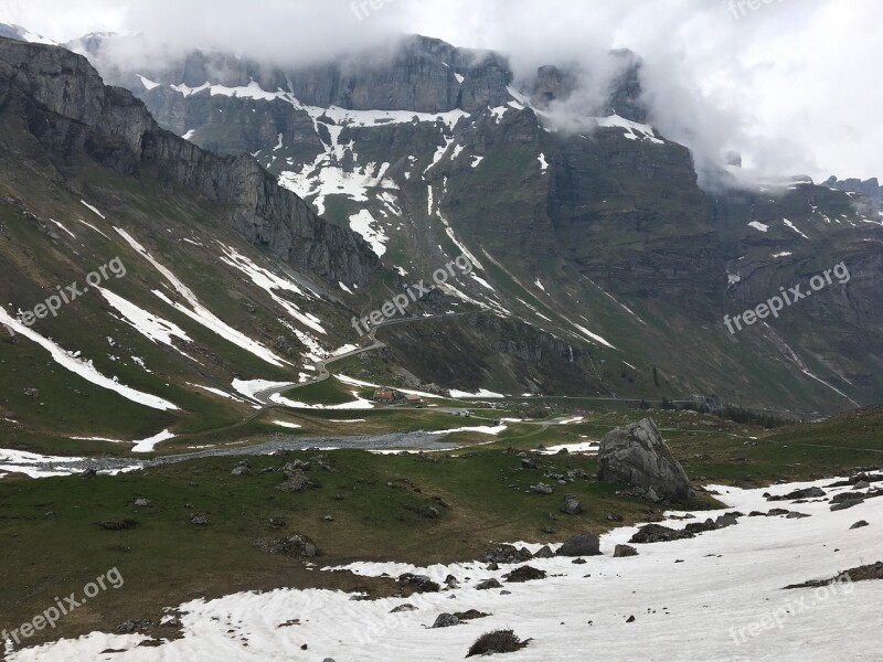 Switzerland Klausen Pass Pass Road Return Mountains