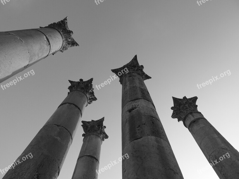 Jordan Column Archaeology Jerash Middle East