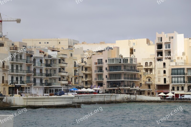 Gozo Marsalforn Buildings Sea Mediterranean