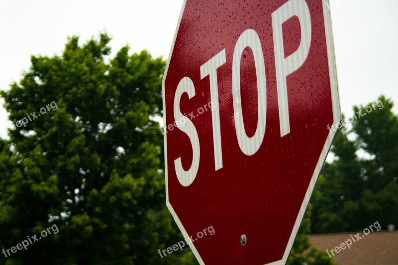 Stop Sign Stop Sign Warning Red