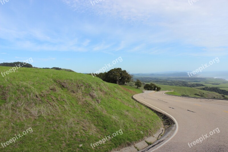 California Coast Line Hilly Road Free Photos