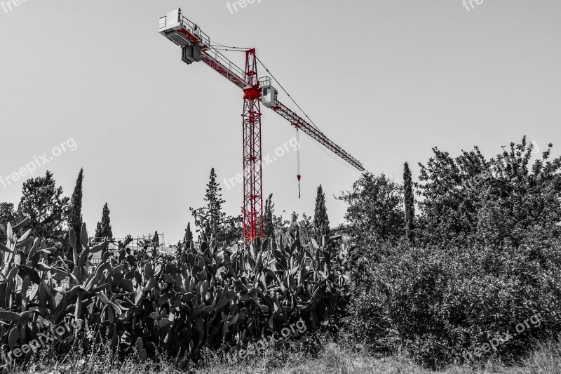 Heavy Machine Construction Site Red Crane Free Photos