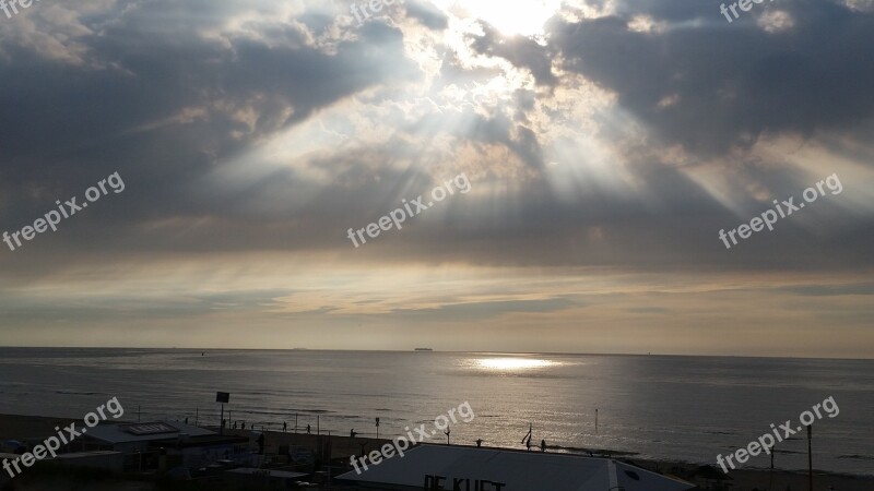 Beach Sky Sunset The Netherlands Free Photos