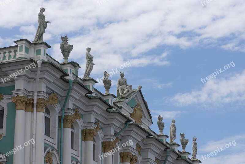 Petersburg Winter Palace Roof Statue Architecture