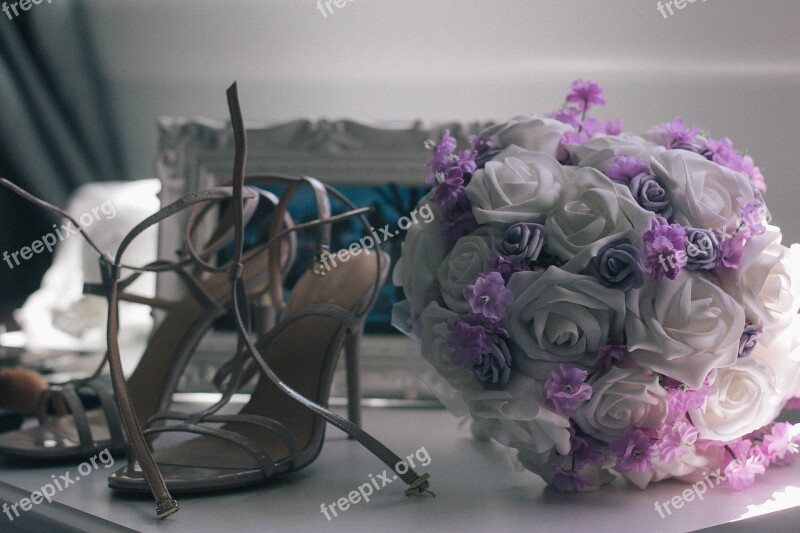 Bouquet Flowers Shoes High Heels Wedding Shoes