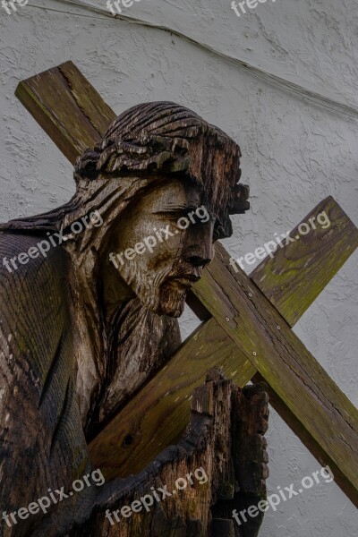 Statue 80d Cross Wooden Religion