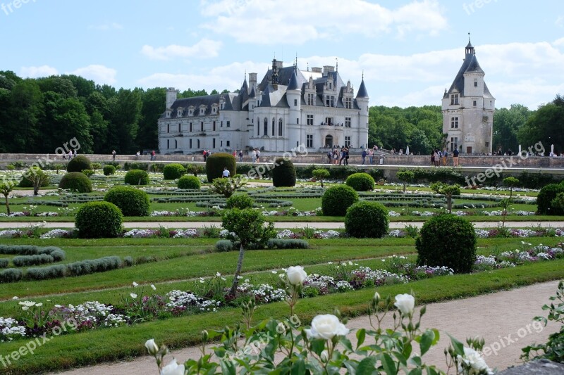 Castle Chenonceau Garden Loire Architecture