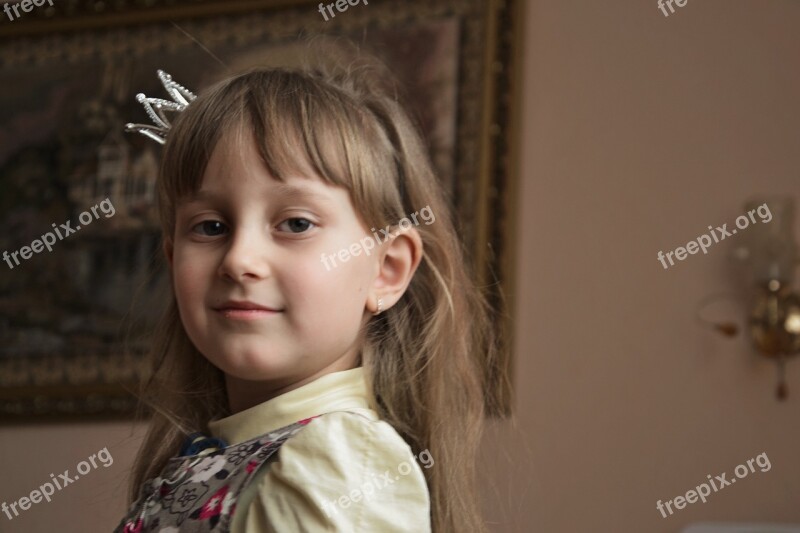 Girl Princess Portrait View Childhood