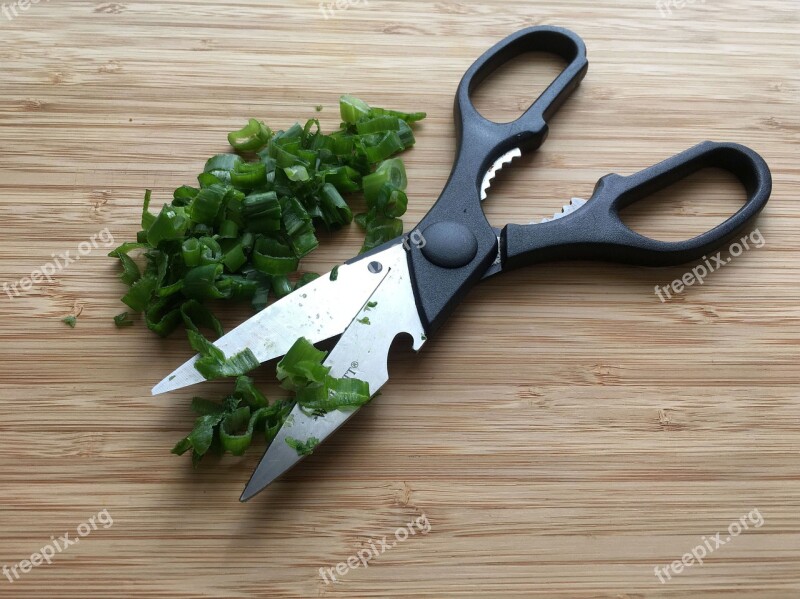 Kitchen Scissors Metal Cut Spring Onion Green