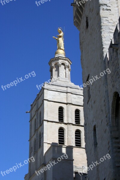 Statue Tower Paveslot Avignon Religion