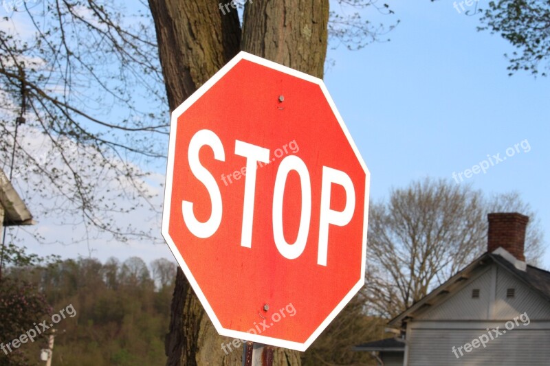 Sign Stop Stop Sign Traffic Red