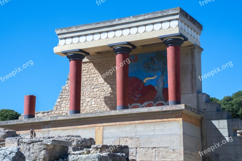 Crete Knossos Greece Architecture Tourism