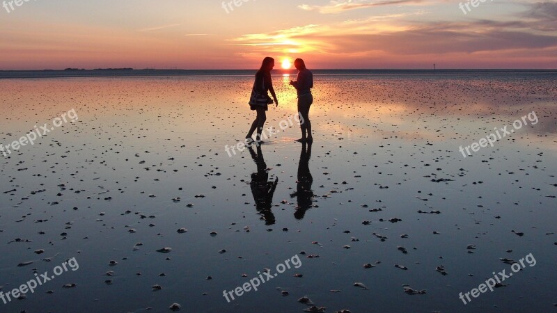 Watts Evening Wadden Sea North Sea Ebb