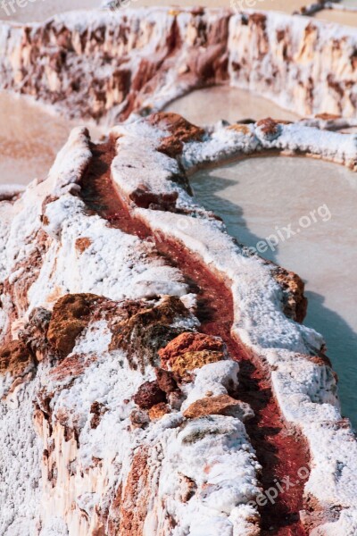 Salt Pan Maras Salt Mining Peru Running Water