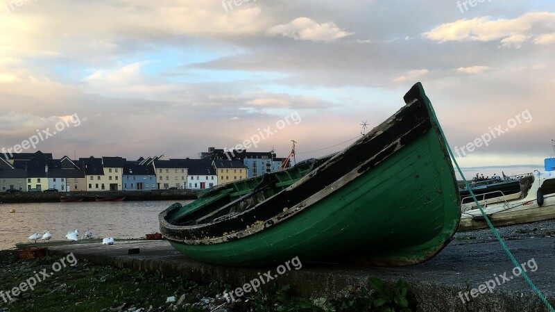 Boat Slipway Green Sunset Shore