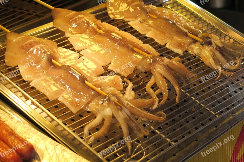 Squid Seafood Barbecue Free Photos