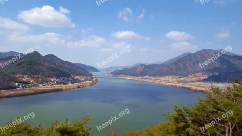 Mountain River Landscape Forest Nature