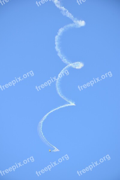 Parachutist Smoke Trail Sky Blue Parachute