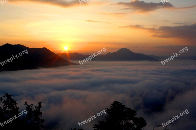 Sunrise Morning Fog Nature Landscape Sky