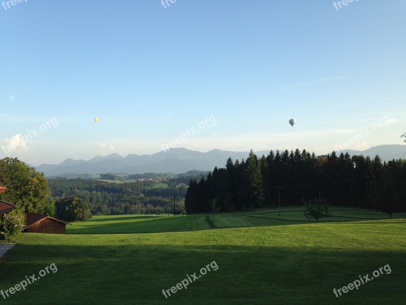 Bavaria Mountains Meadow Forest Captive Balloon