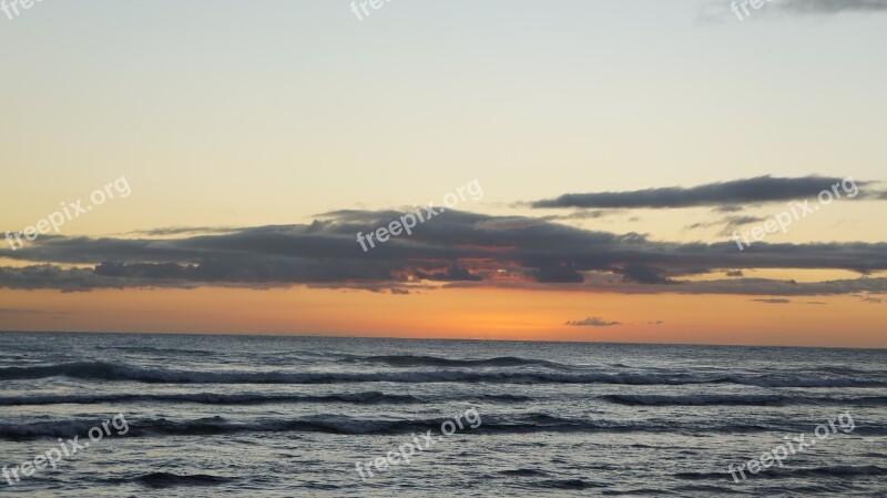 Beach Sunset Sunset Beach Sea Water