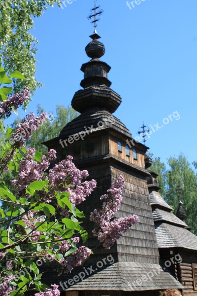 Lilac Church Sky Cross Spring