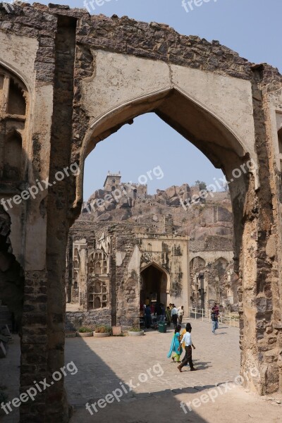 Golconda Fort Architecture Hyderabad India Free Photos