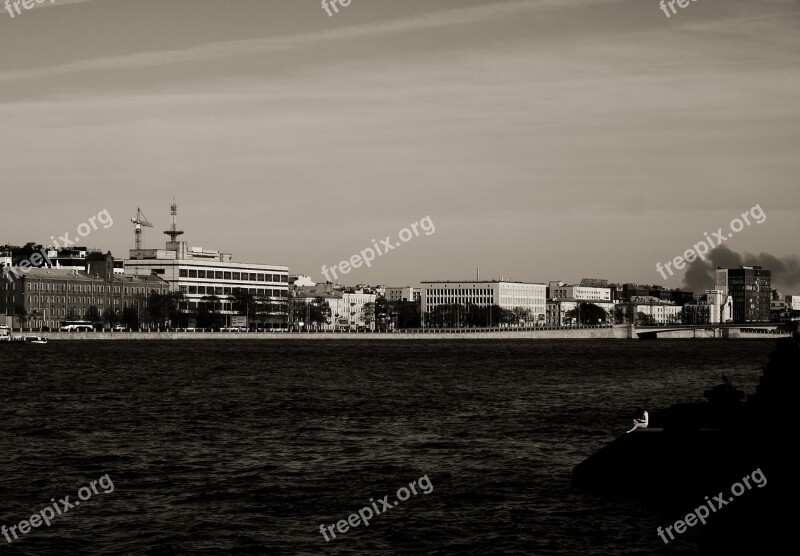 Monochrome City Urban River Saint Petersburg