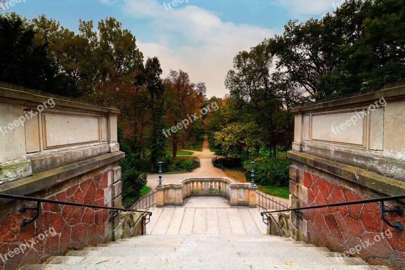 Riesa City Park Trees Autumn Staircase