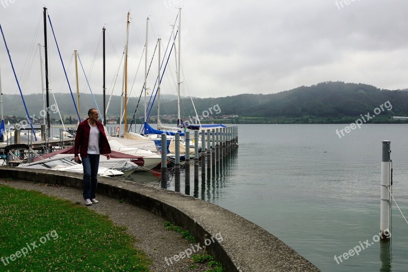 Lake Constance Man Sail Boat Water