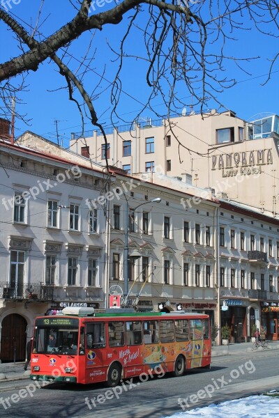 Trolleybus Ukraine Lviv Prospect Svobody Means Of Transport