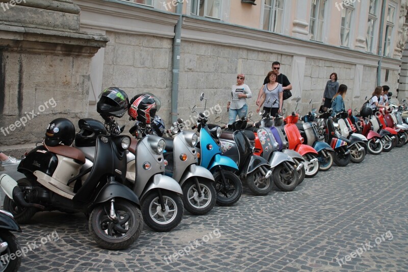 Motorcycles Parking Ukraine Lviv City Centre