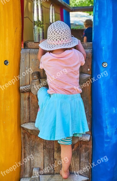 Children Playground Climb Up Child Girl