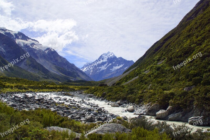 Mount Cook New Zealand Landscape Nature Mountain