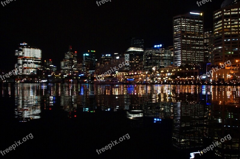 Sydney Australia Darling Harbour Port Night