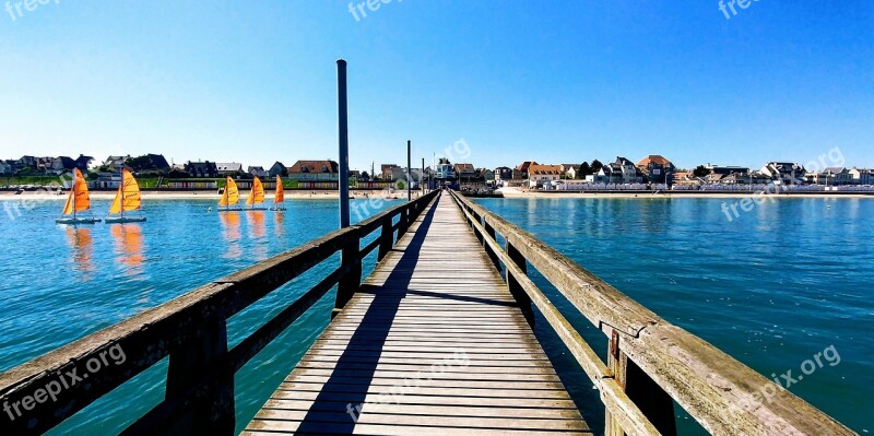 Normandy Beach High Tide Sun Blue Sky