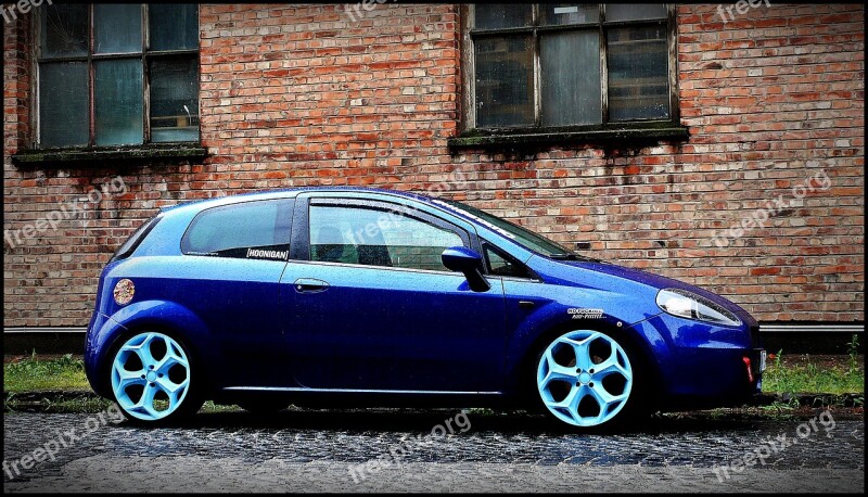 Car Blue Fiat Drops Style