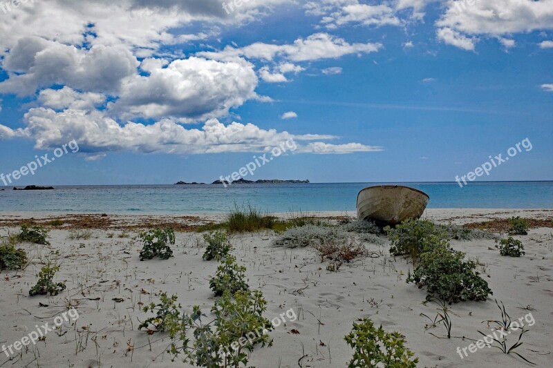 Sardinia Italy Beach Boat Sky