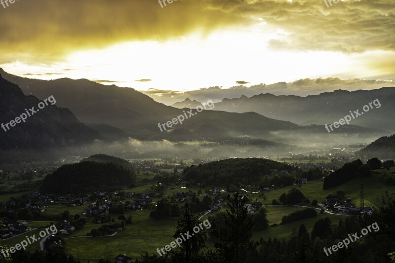 Alps Mountains Landscape After The Storm Sunset