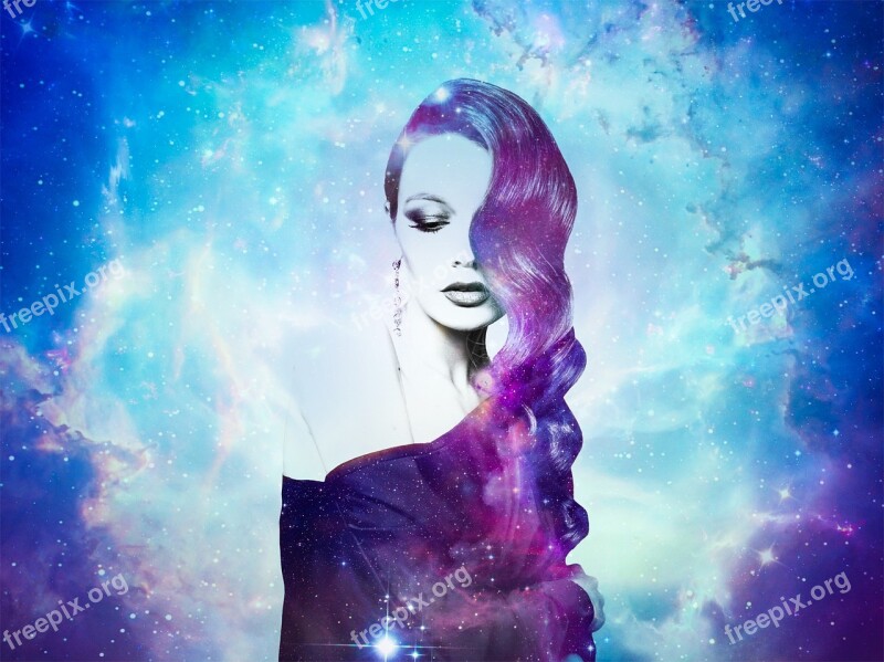 Galaxy Women Photoshop Portrait Digital Art