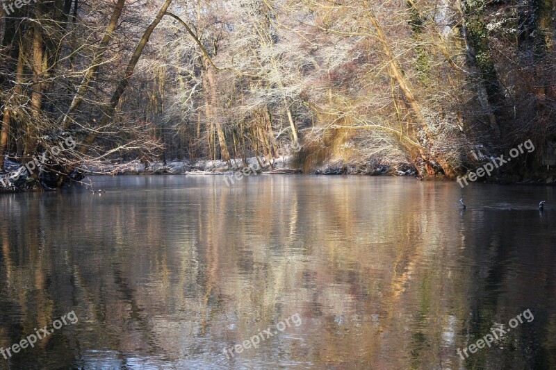 River Winter Snow Nature Wintry