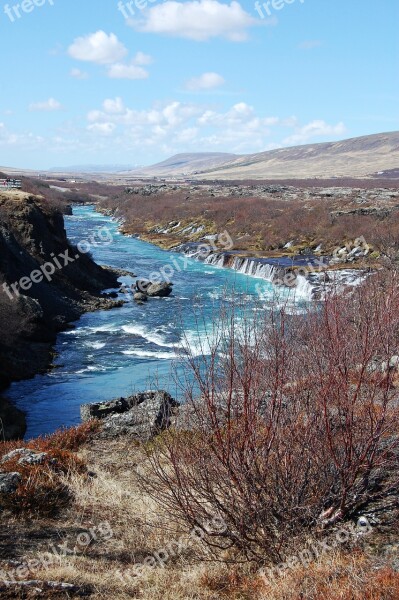 Iceland Waterfall Landscape Wild River Free Photos