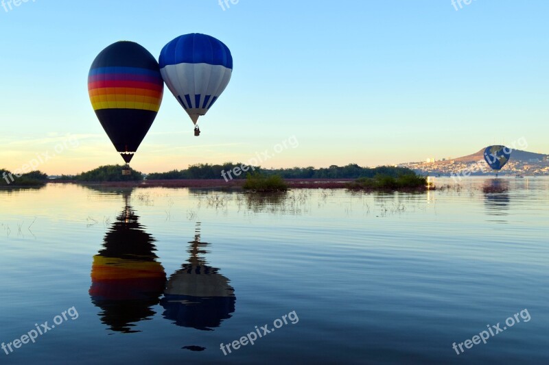 Festival Hot Air Balloon Reflection Lake Pond