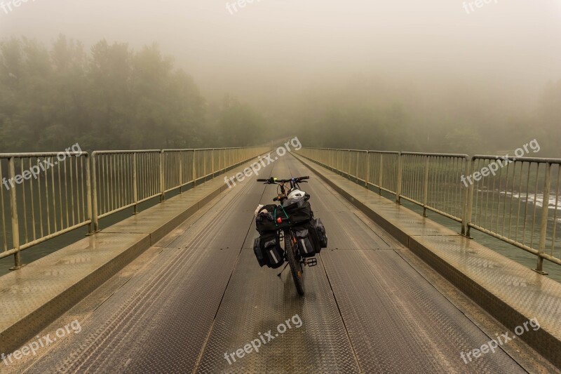 Bike Bridge Foggy Free Photos