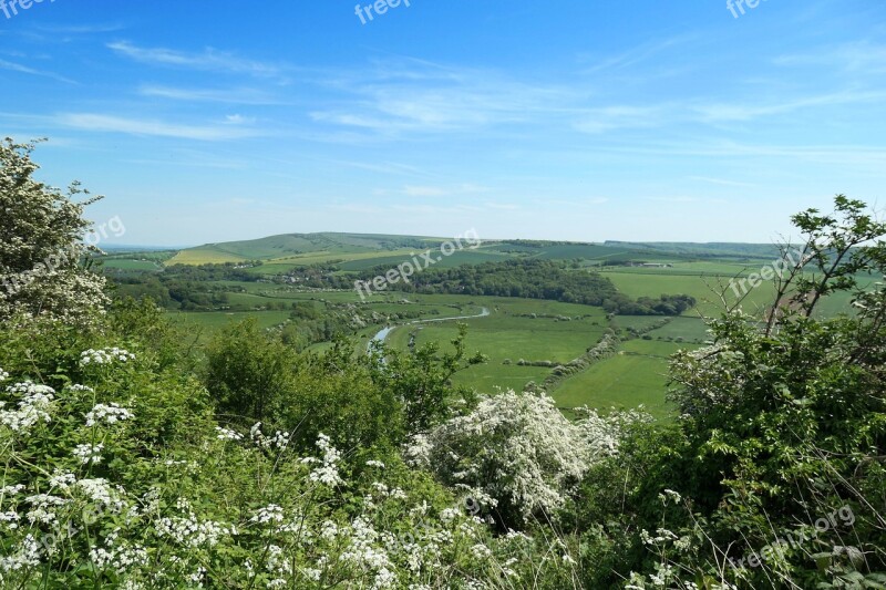 Hills Landscape Countryside Summer South Downs