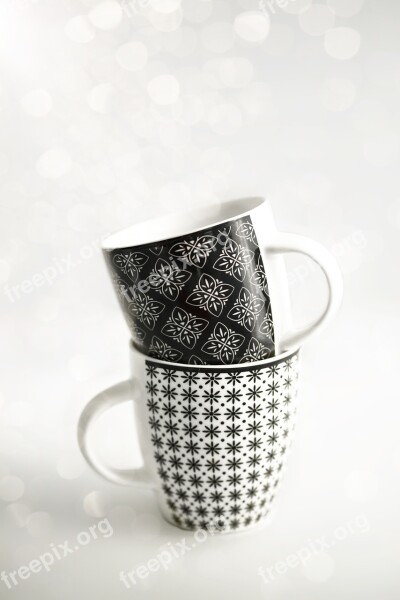 Cups Black White Mug Design